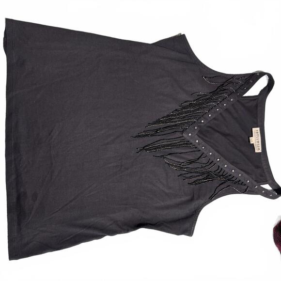 Idyllwind Womens Western Beaded Fringe Studded Tank Top, XL - Picture 2 of 5